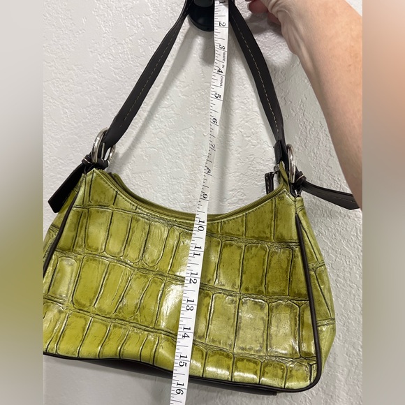 Coldwater Creek 90’s Vintage Faux Crocodile Lime Green Purse - Picture 10 of 12